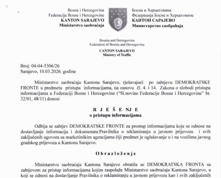 Transparentnost na Štetin način: Ministarstvo saobraćaja KS krije ugovor o reklamiranju na vozilima GRAS-a; tvrde da bi njegova objava mogla naštetiti privatnoj firmi iz Banje Luke?!