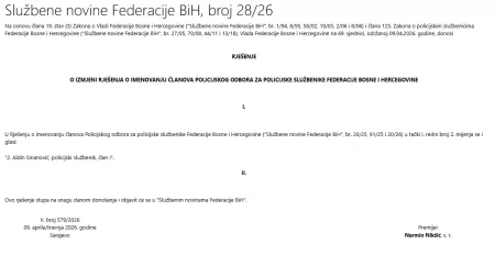 Dok POSKOK istražuje činovanja u FUP-u, Vlada FBiH u Policijski odbor imenovala Aldina Sinanovića!
