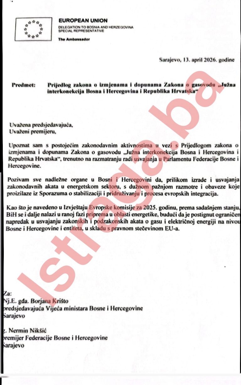 Evropska unija upozorila Bosnu i Hercegovinu zbog Južne interkonekcije: Ako želite novac i nastavak puta prema EU, uskladite energetske propise sa našim zakonodavstvom i vašim preuzetim obavezama!