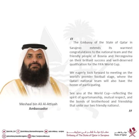 Čestitka Ambasade Države Katar Zmajevima: Radujemo se susretu na Svjetskom prvenstvu