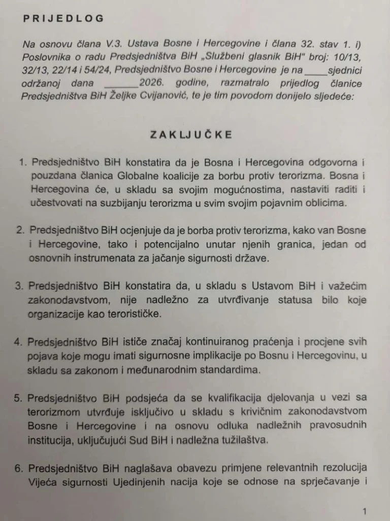 Bećirović predložio zaključke, Cvijanović uzdržana