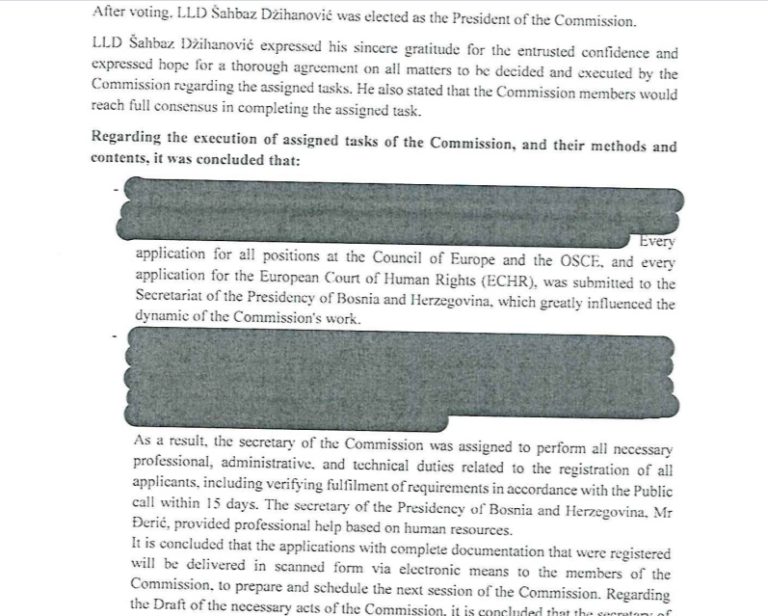 Izvještaj cenzurisan na 14 stranica: Kako je MVP BiH kompromitovalo izbor sudije ESLJP i osramotilo državu pred Vijećem Evrope