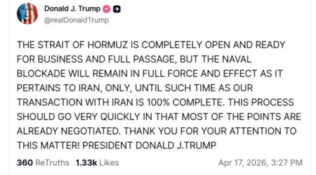 Trump: Hormuški moreuz otvoren, ali blokada protiv Irana ostaje do konačnog dogovora