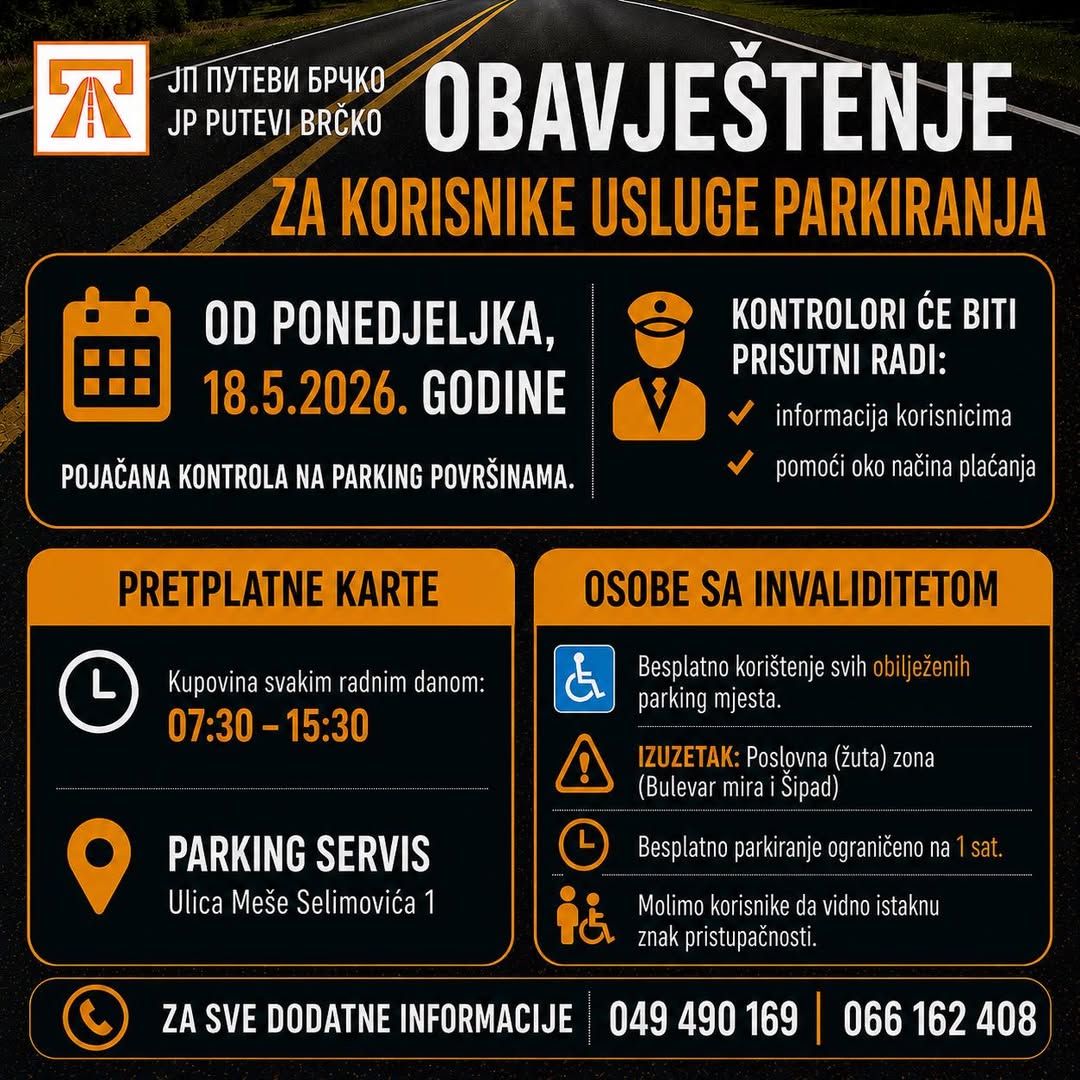 JP PUTEVI BRČKO: OBAVJEŠTENJE! JP PUTEVI BRČKO: OBAVJEŠTENJE!