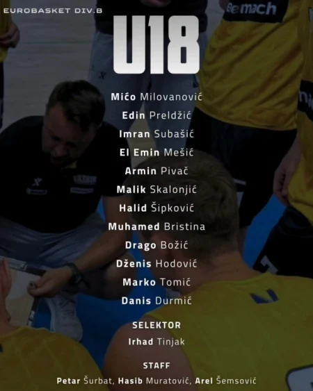 Selektor Tinjak odabrao 12 igrača U-18 reprezentacije BiH za Evropsko prvenstvo B divizije Selektor Tinjak odabrao 12 igrača U-18 reprezentacije BiH za Evropsko prvenstvo B divizije