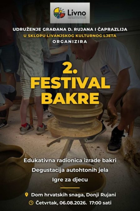 Festival bakri u Livnu čuva tradiciju: Posjetioci će upoznati stare zanate i domaću kuhinju Festival bakri u Livnu čuva tradiciju: Posjetioci će upoznati stare zanate i domaću kuhinju