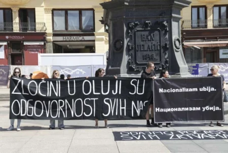 Antiratna akcija u Zagrebu u povodu 31. obljetnice Oluje