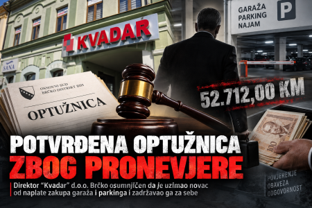 Potvrđena optužnica zbog pronevjere direktoru privrednog društva “KVADAR d.o.o. Brčko”